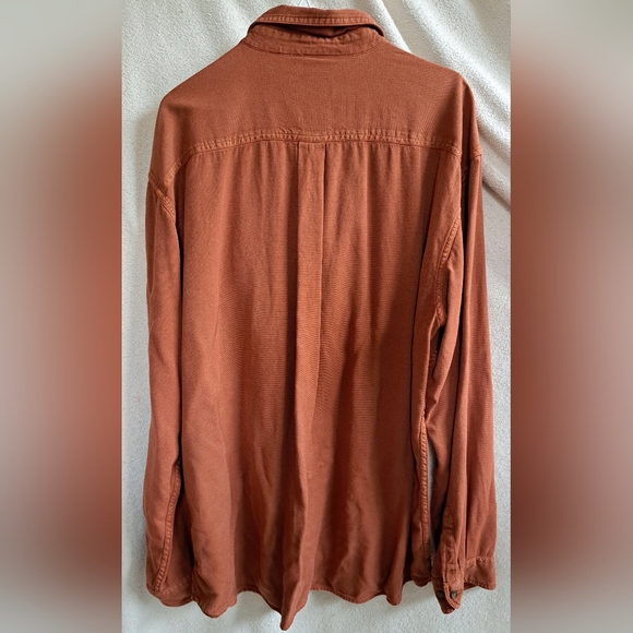 Men's Burnt Orange Ruff Hewn Long Sleeve Button Down Shirt - Picture 8 of 10